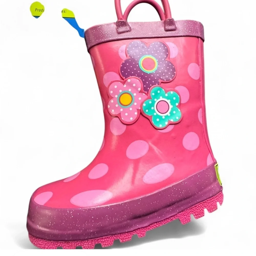 Western Chief Pink and Purple Rain & Snow Boots with Pull-On Handles toddler 6